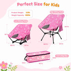 Kids Camping Chair, Kids Beach Chair, Flowers, Carry Bag | Lightweight kids folding chair for camping and beach adventures, perfect as a toddler beach chair with durable steel frame.