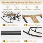 ZENPETIO Papasan Rocking Chair - 500LBS Oversized Rocer with Footrest | Outdoor Papasan Chairs with Thicker Cushion, All-Weather Wicker Rattan Cozy Rocking Chair for Indoor, Balcony, Porch, Garden