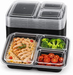 3 Compartment Food Containers with Lids, 25 Pack, 38 Oz Take Out Containers, Reusable Meal Prep Containers, Microwave Safe Lunch Boxes, Food Storage Containers for Catering, Restaurant & To Go Meals