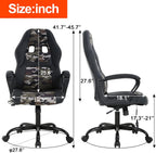 Comfortable Office Chair Massage Office Chair PC Gaming Chair Ergonomic Chair Desk Chair with Lumbar Support Headrest PU Leather Executive High Back Computer Chair Adults, Camo, 20.3x20.1x45.7inch