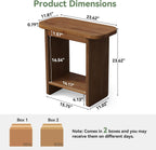 Genuine Solid Wood Side Table Set of 2, H-Shaped 2-Tier End Table with Storage Shelf, Farmhouse Narrow Nightstand for Living Room, Bedroom, Couch & Armchair (2 Products)