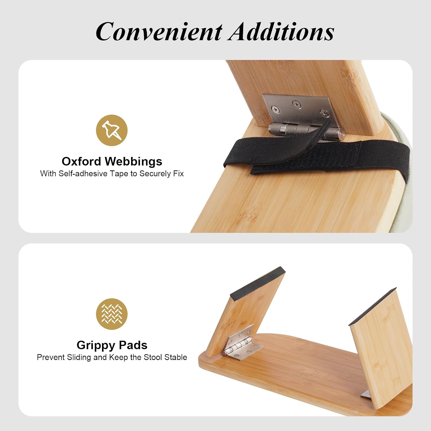 Meditation Stool, Foldable Bamboo Kneeling Bench with Velvet Cushion, Ergonomic Yoga Seat with 5° Forward Tilt, Portable Floor Chair for Seiza and Lotus, High Weight Capacity 397 Lbs, Wood Color