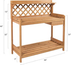Garden Potting Bench with Lower Shelf Upper Shelf Spacious Tabletop and A Cabinet for Storing Gardening Equipment and Tools Comfortable Workstation Table Perfect for DIY Painting and Personalization
