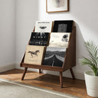 Crosley Furniture Liam Medium Mid-Century Modern Vinyl Record Storage Stand, Media Console for Records, Walnut