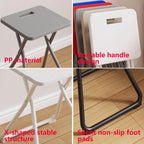 No Assembly Required Folding Stool with Portable Handle, X - Shaped Stable Structure Quiet & Non-Slip Foot Pads Foldable Chairs for Living Room, Balcony, Bedroom and More(Gray)