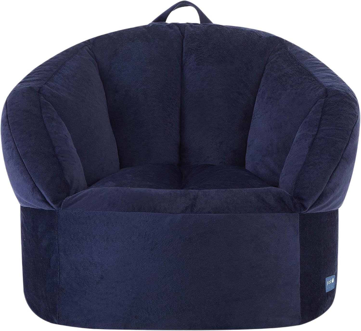 Heritage Kids Pod Curved Back Kids Bean Bag Chair, Soft Plush Lounge Seat for Bedroom or Playroom, Blue
