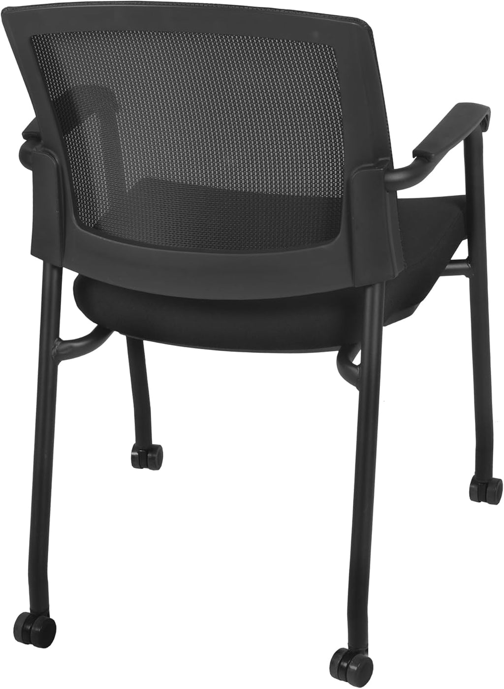 Romig Knight Multi-Purpose Mesh Side Chair with Casters – Ergonomic Rolling Guest Chair with Padded Seat & Arms for Office, Conference Room & Training Spaces (Black)