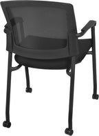 Romig Knight Multi-Purpose Mesh Side Chair with Casters – Ergonomic Rolling Guest Chair with Padded Seat & Arms for Office, Conference Room & Training Spaces (Black)