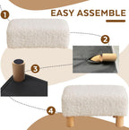 Small Foot Stool Ottoman, Sherpa Footstool Ottoman Foot Rest for Couch, Rectangle Footstools and Ottomans Small for Living Room, Entryway and Bedroom (White)