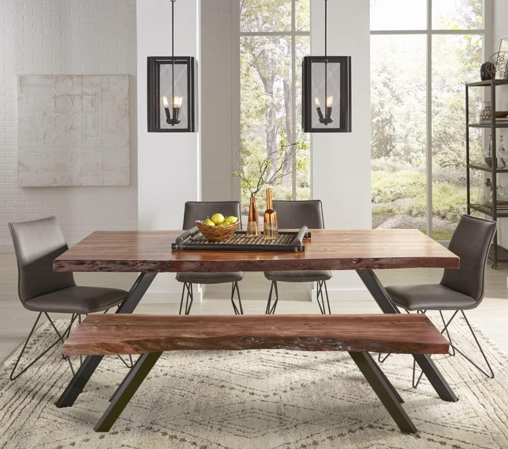 Modus Furniture Solid Wood Dining Bench, Reese - Natural Acacia, 60 x 18 x 15-Inch