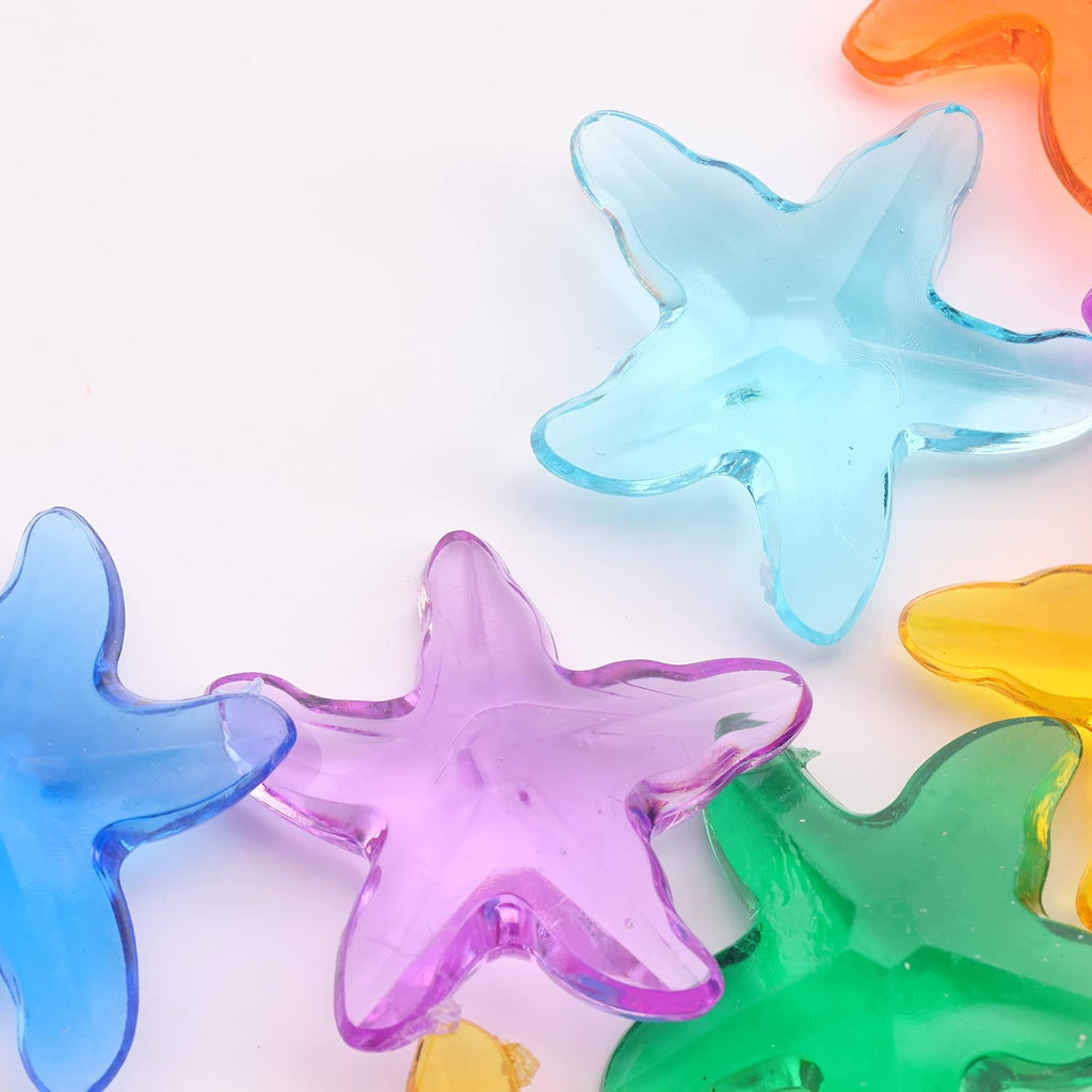 Starfish Decor - Gemstones and Crystals - About 80pcs - Vase Filler - Jewels for Crafts - Fish Tank Rocks - Sensory Bin Filler - Gems for Crafting - Fake Ice - Starfish for Crafts - Multicolored