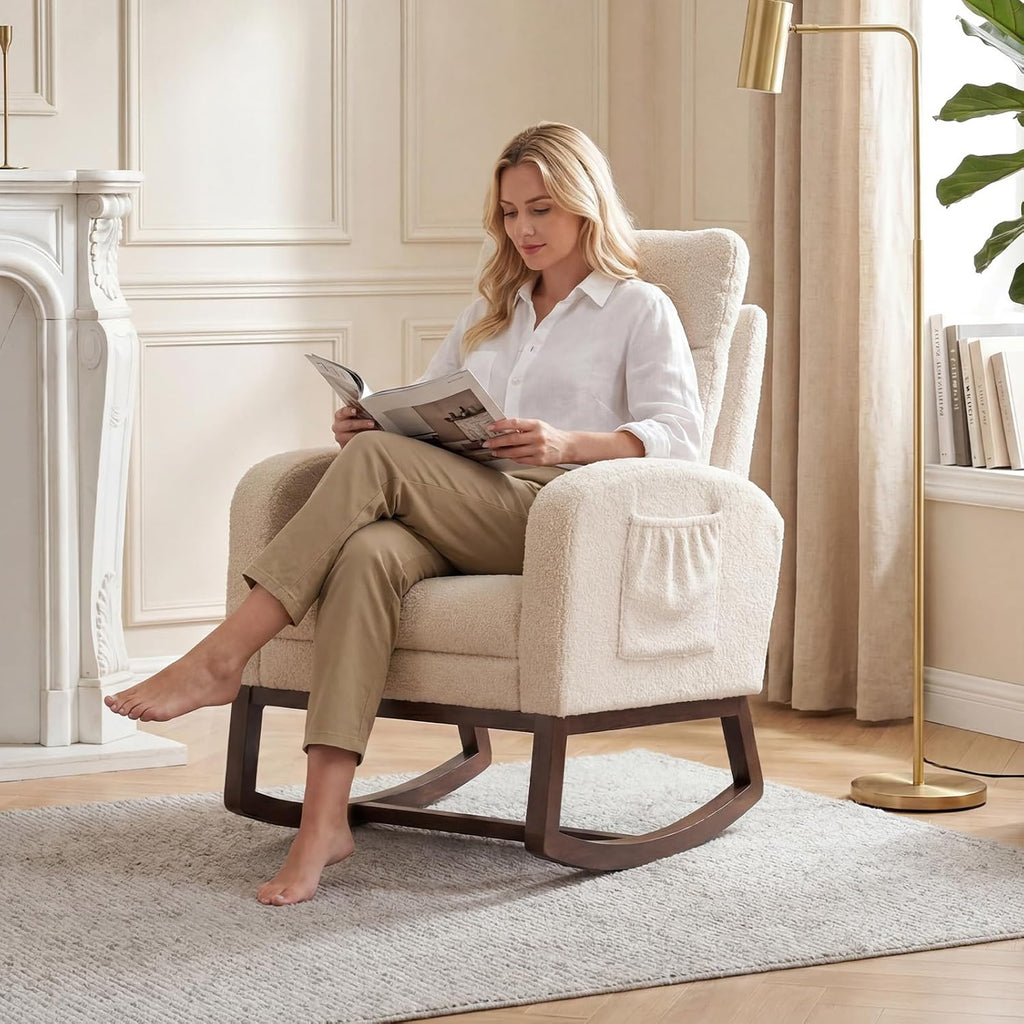 Garvee Nursery Rocking Chair with Adjustable Footrest & Side Pocket