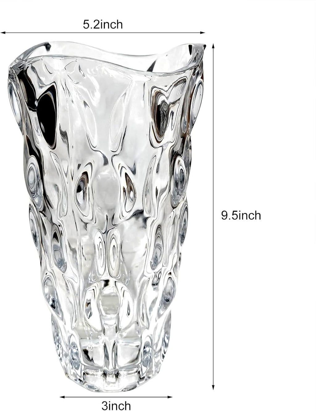 9.5" High Thickened Clear Glass Flower Vase for Home Decor, Dining Wedding Table Office Holiday Party Centerpiece Decoration