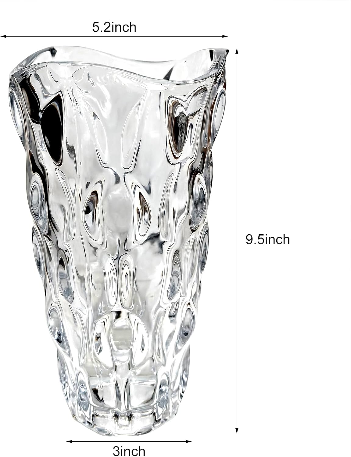 9.5" High Thickened Clear Glass Flower Vase for Home Decor, Dining Wedding Table Office Holiday Party Centerpiece Decoration