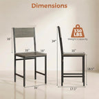 POWERSTONE Industrial Dining Chairs Set of 4, Wooden Kitchen Chairs with Slanted Backrests & Metal Legs, 330lb Capacity, Easy to Assemble, Farmhouse Dinner Seats for Living Room, Restaurant, Oak Grey
