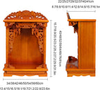 Wall Mounted Shrine Buddhist Altar, Solid Wood Meditation Altar Table, Buddha Cabinet, Personal Shrine Stand with Retractable Pull Plate, for Bedroom, Office(Red,42cm/16.5in)