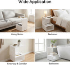 Acrylic End Table, 21.6" H C-Shaped End Table, Side Table for Living Room, Bedside Table for Bedroom, Acrylic Clear C Side Table (White)