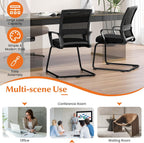 Tangkula Set of 6 Office Guest Chairs with Lumbar Support, Conference Chair with Breathable Mesh Back, Armrests & Sled Base, Reception Chair for Waiting Room, Meeting Room, Black