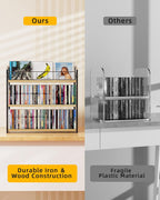 3-Tier CD Holder, CD Storage Rack for Non-slip Feet, Premium Display Organizer Tower for Collection, Modern Heavy-Duty Storage Shelf 11 lb Per Shelf Capacity, Store up to 123 CDs