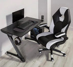RS Gaming™ Bonded Leather High-Back Gaming Chair, White/Black