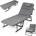 KOTEK Chaise Lounge Chair, 6-Position Folding Camping Cot with Padded Mattress, Pillow, Adjustable Camp Cot Bed for Outdoor/Indoor, Backyard, Garden, Patio, Beach, Pool or Office Use, Support 440 Lbs
