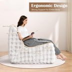 Bean Bag Chair for Adults, Giant Bean Bag Sofa with Soft Pillow, Comfy Faux Fur Fireside Beanbags with Handle for Living Room, Bedroom, Apartment, Bubble White