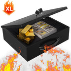 Fireproof Document Box, Fire Resistant Safe Box with Key Lock for Home, Portable Fireproof Lock Box for Personal Items, Passport, Cash, Tablet, X Large 13.2" x 11" x 4.13"