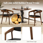 COSTWAY Dining Chairs with Arms Set of 4, Mid Century Modern Wooden Accent Chairs with Faux Leather Seat & Padded Backrest, Kitchen Side Armchairs for Living Dining Reading Room, Brown & Black