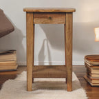 Rope End Table Solid Wood Brown Modern Storage Solution Versatile Room Use Simple and Modern