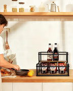 Okydoky 2-Tier Coffee Syrup Rack Holds 8 Bottles - Sturdy Stand for Coffee Bar, Kitchen & Beverage Station, Universal Holder for Syrup, Sauce & Wine Bottles
