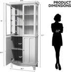 ARTPOWER 72" Freestanding Kitchen Pantry Storage Sideboard, Classical Tall Cabinet with Glass Door and Adjustable Shelves for Kitchen, Livingroom and Dining Room, White