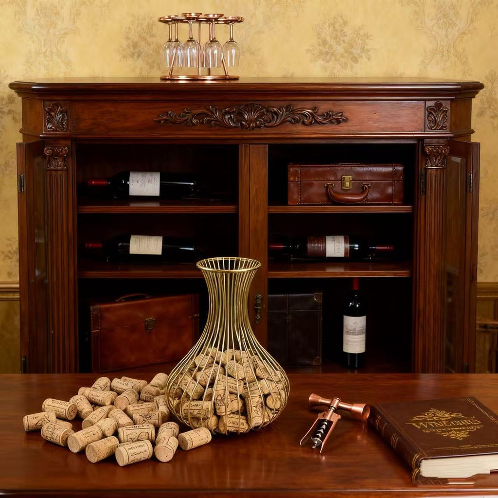 Wine Cork Holder – Elegant Wine Decor & Decorative Cork Holder, Wire Container for Corks with Wine Cork Holders Decorative Style, Holds 75 Corks Freestanding, Perfect for Home Bars, Restaurants