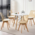 Dining Chairs Set of 4, Clear Acrylic Mid Century Modern Kitchen Chairs with Soft Padded and Wood Legs for Dinner Living Waiting Room Bedroom, Light Brown