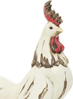 Deco 79 Polystone Rooster Decorative Garden Sculpture Indoor Outdoor Garden Statue, Outdoor Sculpture 10" x 6" x 15", White