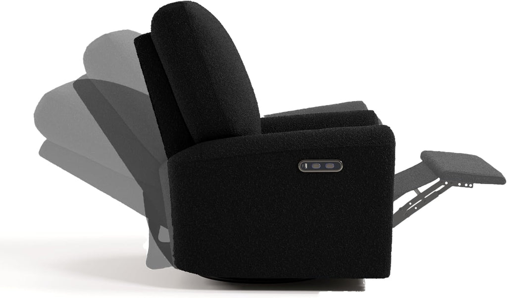 Storkcraft Sorrento Deluxe Power Recliner Swivel Glider – Premium Electronic Nursery Rocking Chair, Oeko-TEX 100 Certified, Includes Dual-USB Charging Port with USB-A & USB-C (Black Boucle)