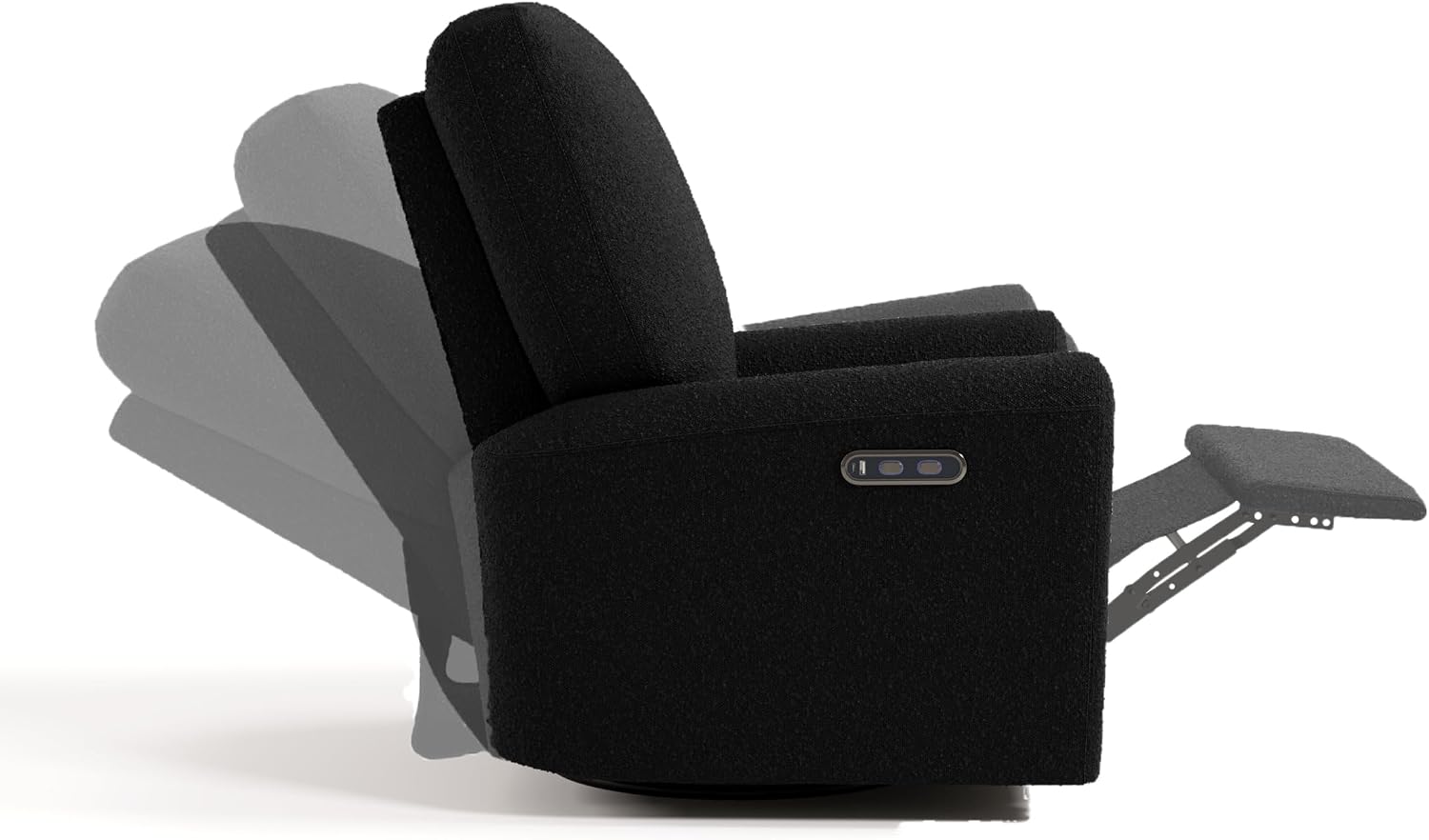 Storkcraft Sorrento Deluxe Power Recliner Swivel Glider – Premium Electronic Nursery Rocking Chair, Oeko-TEX 100 Certified, Includes Dual-USB Charging Port with USB-A & USB-C (Black Boucle)