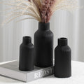 Bohemian Black Ceramic Vase - for Pampas Grass, Mantel, Bookshelf, Entryway and Living Room Decor (Black, Set of 3)