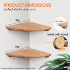 Gieanoo Floating Corner Shelves for Wall Set 2 7inch Solid Oak Rounded Corner Shelves Wall Mounted with Cable Hole Wood Corner Hanging Shelves for Living Room Bedroom Bathroom Kitchen