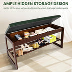FAHKNS 2-Tiers Shoe Rack Bench 39.4" Shoe Bench with Flip-Top Storage Box, Rubberwood Entryways Shoes Rack for Hallway, Living Room, Bedroom, Closet