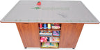 Kangaroo Kookaburra Cutting Table – Large Sewing, Quilting & Craft Workstation with Expandable 70” x 40” Surface, Storage Drawers, Shelves & Rolling Locking Casters, Teak Finish