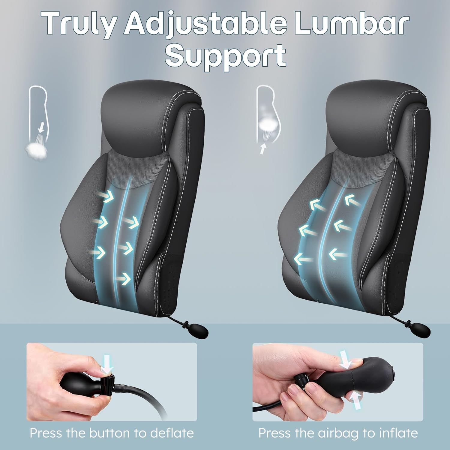 Ergonomic Office Chair, Big and Tall Office Chair, Executive Chair- Padded Leather Comfy Chair with Adjustable Lumbar Support & Flip-Up Arms, Rocking Swivel Chair for Home Office,Black