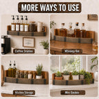 Liquor Bottle Display Shelf – Bar Shelf for Whiskey, Wine & Bourbon – Rustic Wall-Mounted Wooden Shelves, Countertop Rack, Stylish & Space-Saving Small Liquor Cabinet for Enthusiasts (Set of 2)