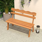 Tangkula Acacia Wood Outdoor Bench with Backrest, 2-Person Patio Garden Bench with Waved Backrest and Slatted Seat, 800 lbs Weight Capacity, Outside Loveseat for Front Porch, Balcony, Backyard, Park