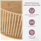 Brafab Natural Fiber Rope Coffee Table Set of 3 for Living Room, Round Rattan Coffee Table and Two End Tables, Boho 2 Tier Modern Side Table with Metal Frame for Apartment Office (Natural)