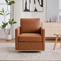 Swivel Accent Chair, 30.7" W Upholstered Square Club Sofa, 360 Degree Rotating Comfortable Lounge Armchair for Living Room, Bedroom, Apartment, Nursery (Brown)