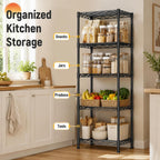 GRANNY SAYS 5-Tier Narrow Storage Shelves for Small Spaces – 15.8" W Metal Shelving Unit, Adjustable Wire Shelf, Freestanding Storage Rack for Bathroom, Laundry, Kitchen Pantry, Garage, Black