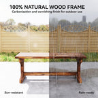 Outsunny Outdoor Wooden Bench, 2-Person Rustic Patio Garden Bench Seat, Backless Outdoor Loveseat with Farmhouse X-Shaped Base for Porch, Park, Lawn, Yard, Carbonized