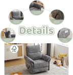 Oversized Swivel Rocker Recliner with Adjustable Headrest, Rocking Chair Nursery with Overstuffed Armrest, Manual Rocker Recliner Nursery Chair for Living Room, Dark Grey