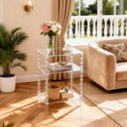 Acrylic Side Table Clear 3-Tier End Table for Living Room, Office, Hallway, Bedroom,Bathroom (Clear, Nomal)