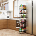 Slim Rolling Storage Cart with Wheels, Metal 6 Tier Spice Rack Mobile Shelving Unit Organizer Kitchen Utility Cart for Office Bathroom Kitchen Laundry Room Narrow Places (6inches)